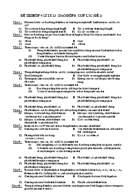 Đề thi môn vật lý 12 - Dao động, con lắc (đề 1)